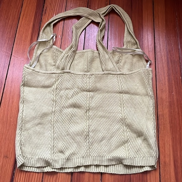 Abercrombie & Fitch Green Knit Contrast Crossback Tank Sz L - Picture 5 of 6